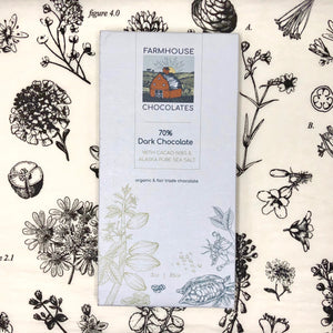 70% w/ Cacao Nibs & Alaskan Sea Salt (Organic, Fair Trade Chocolate Bar) - Farmhouse Chocolates