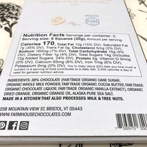 38% Milk Chocolate w/ Orange & Alaskan Sea Salt (Organic, Fair Trade Chocolate Bar) - Farmhouse Chocolates