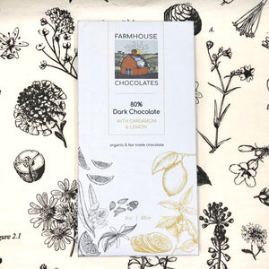 80% w/ Cardamom & Lemon (Organic, Fair Trade Chocolate Bar) - Farmhouse Chocolates