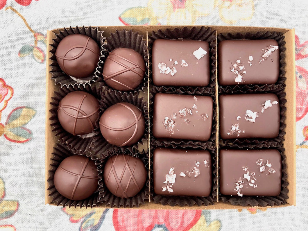 12 Piece Truffle and Caramel Mixed Box - Farmhouse Chocolates