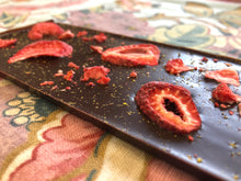 Load image into Gallery viewer, 71% with Fennel Pollen &amp; Strawberries (Organic, Fair Trade Chocolate Bar) - Farmhouse Chocolates