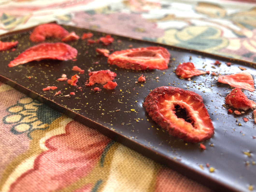 71% with Fennel Pollen & Strawberries (Organic, Fair Trade Chocolate Bar) - Farmhouse Chocolates