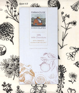 38% Milk Chocolate w/ Orange & Alaskan Sea Salt (Organic, Fair Trade Chocolate Bar) - Farmhouse Chocolates