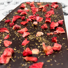 Load image into Gallery viewer, 70% with Fennel Pollen &amp; Strawberries (Organic, Fair Trade Chocolate Bar) - Farmhouse Chocolates