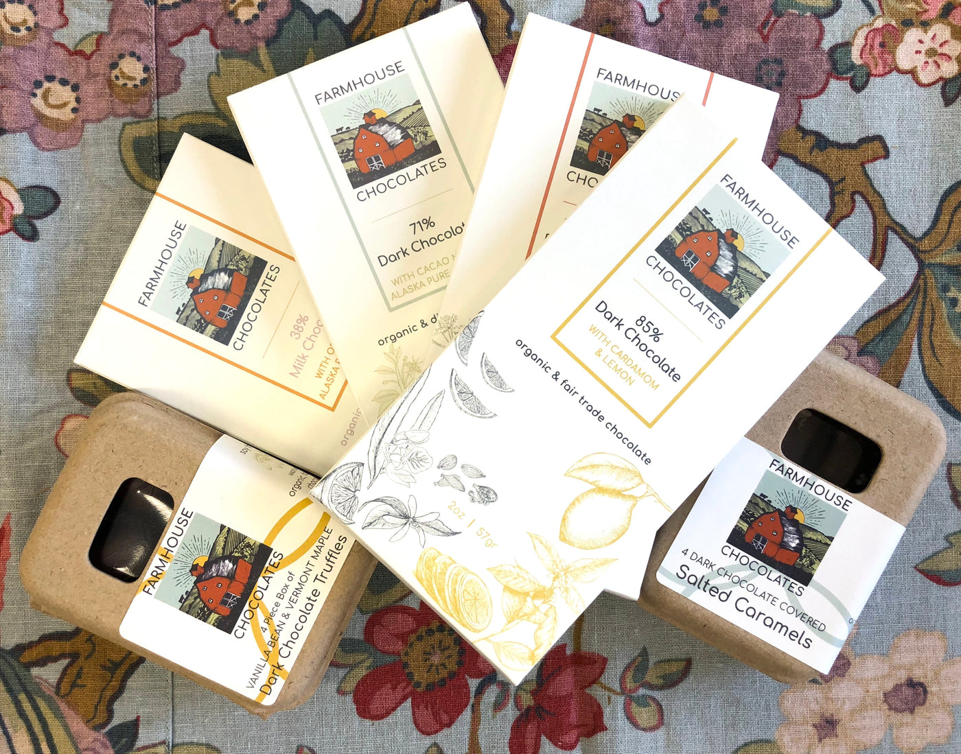 The Classic bundle: salted caramels, dark chocolate truffles, and organic chocolate bars